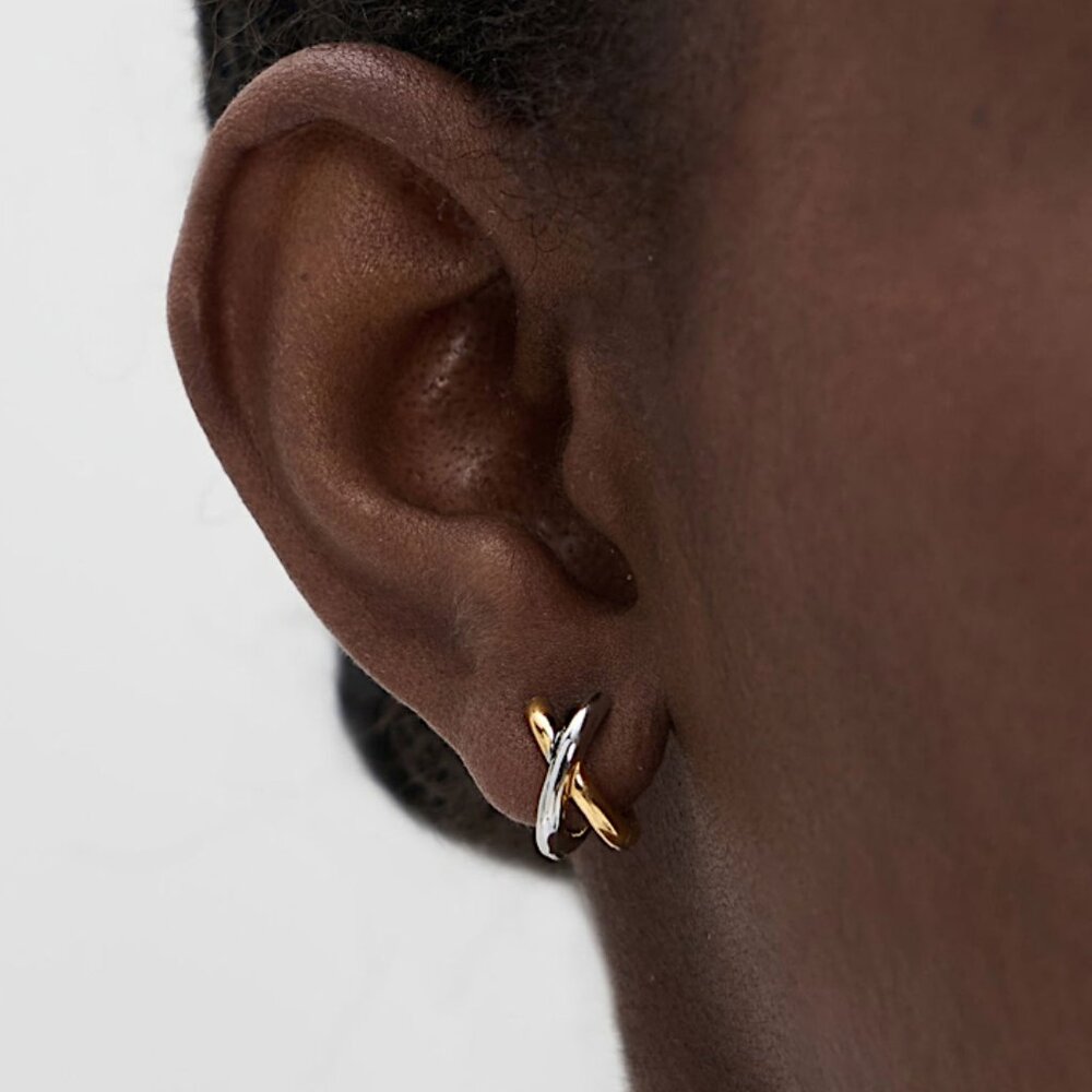 NEW~ Anthropologie Shashi "X" Mixed Metal Huggie Earrings